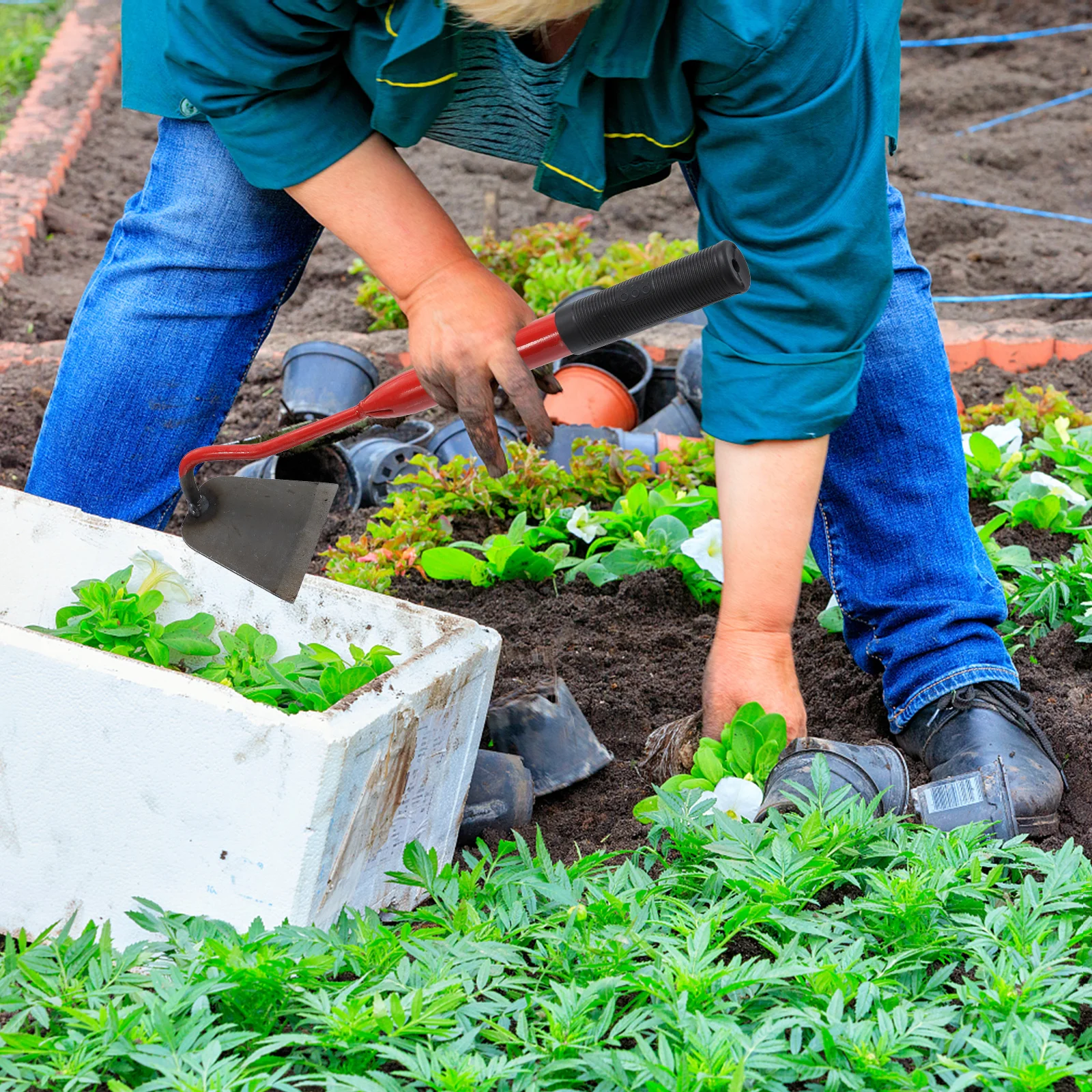 أداة حديقة مجرفة صغيرة محمولة باليد، مقبض ناعم، متين وخفيف الوزن، زراعة إزالة الأعشاب الضارة في الهواء الطلق، أداة مجرفة البستنة، محراث يدوي #5