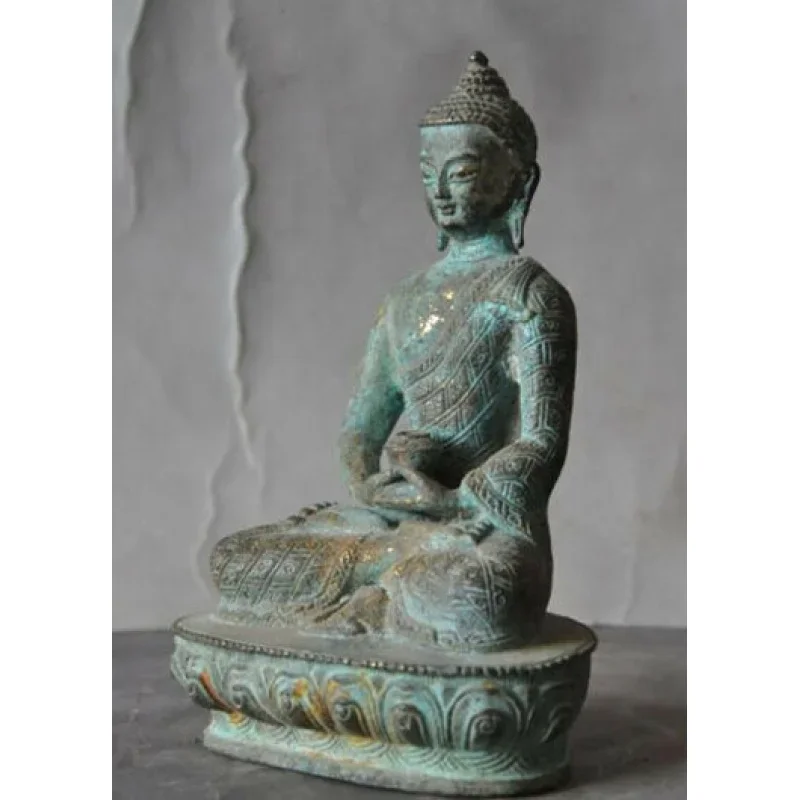 Tibet Buddhism Temple Old Patina Bronze Sakyamuni Amitabha Buddha Statue Wealth