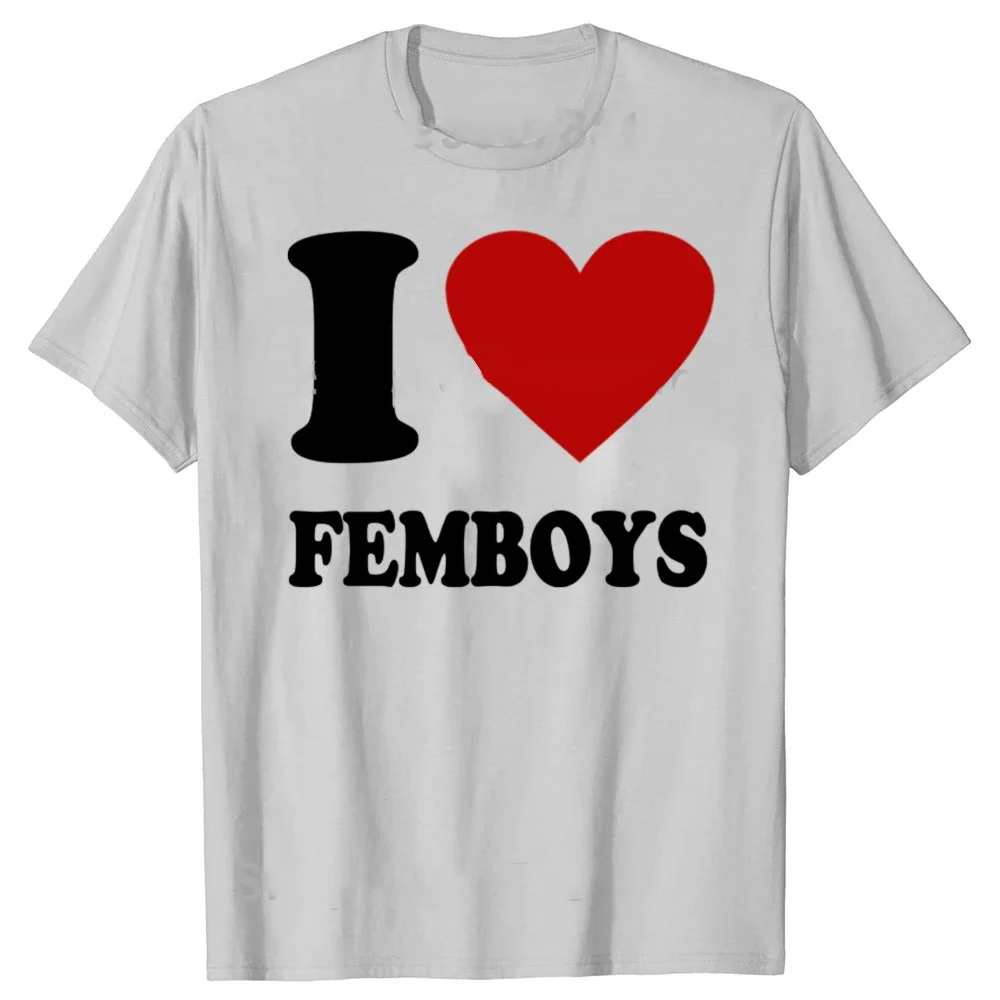 مضحك القلب الأحمر أنا أحب Femboys الجرافيك تي شيرت المرأة الفكاهة الشارع الشهير تي شيرت ملابس قصيرة الأكمام