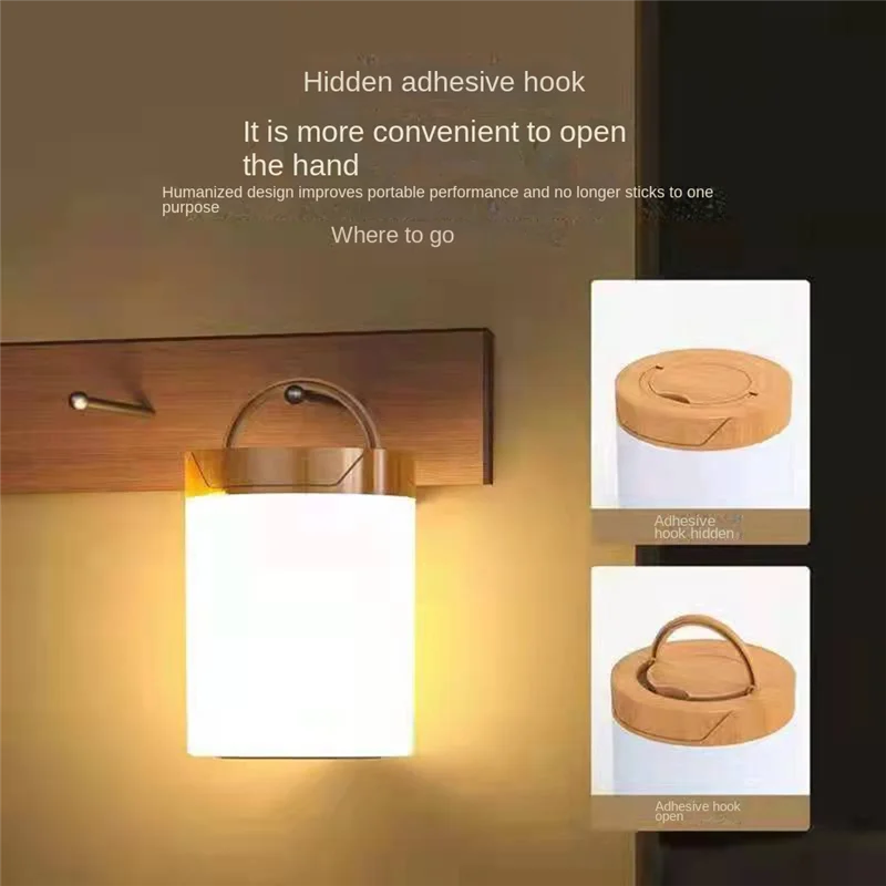 MAKE-LED lampe de chevet tactile réglable avec 7 couleurs et 4 Modes Grain de bois veilleuse USB lampe de Table Rechargeable