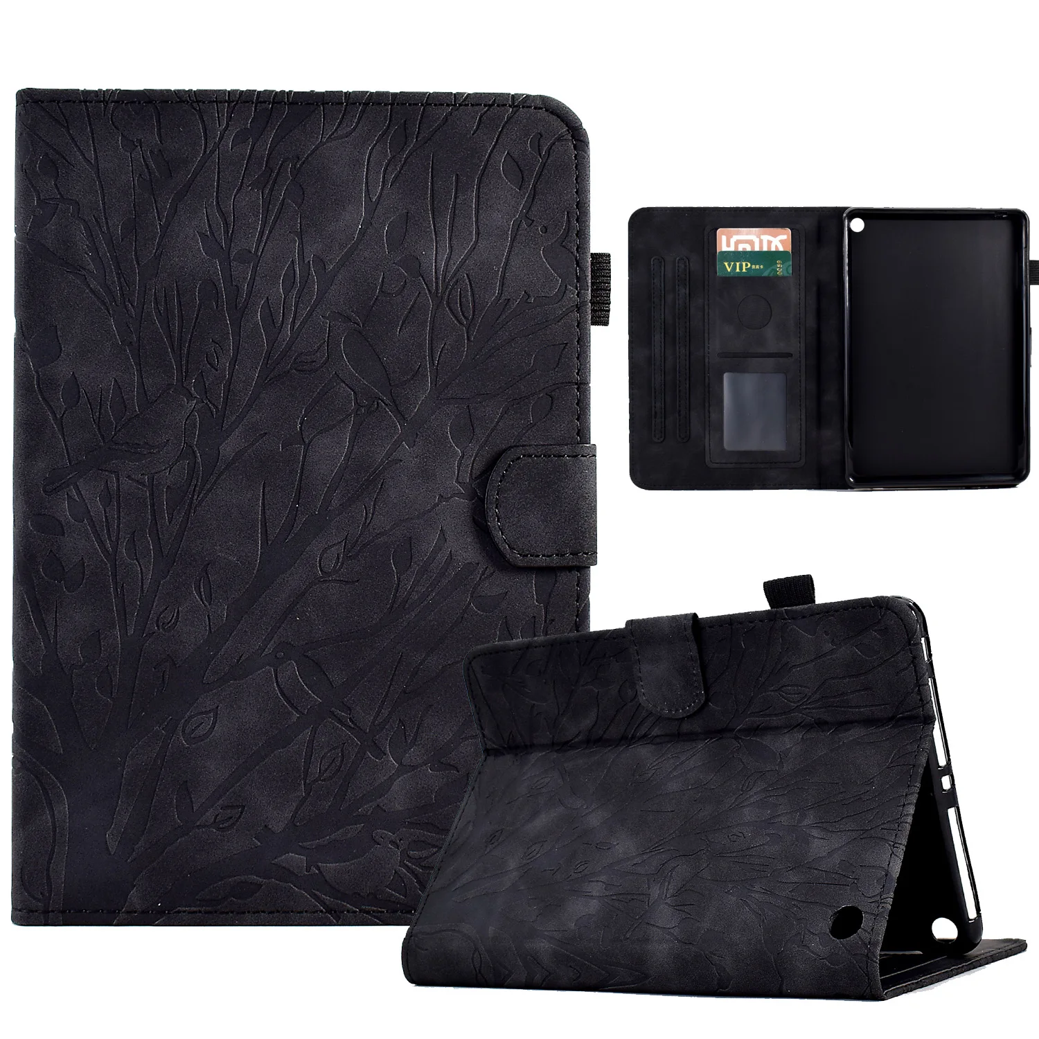 

Flip leather Wealth tree embossing Cover For Amazon Fire HD 8 2020 8.0 inch Card slot wallet shockproof Tablet protective cover