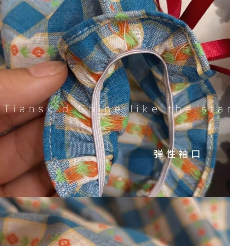 (0-8 Jahre) Modische Karierte Prinzessinnenkleider für Babymädchen, Blaues Geburtstagsparty-Kleid, Sommerliches Mädchen-Freizeitkleid, Neuerscheinung – Detail 6