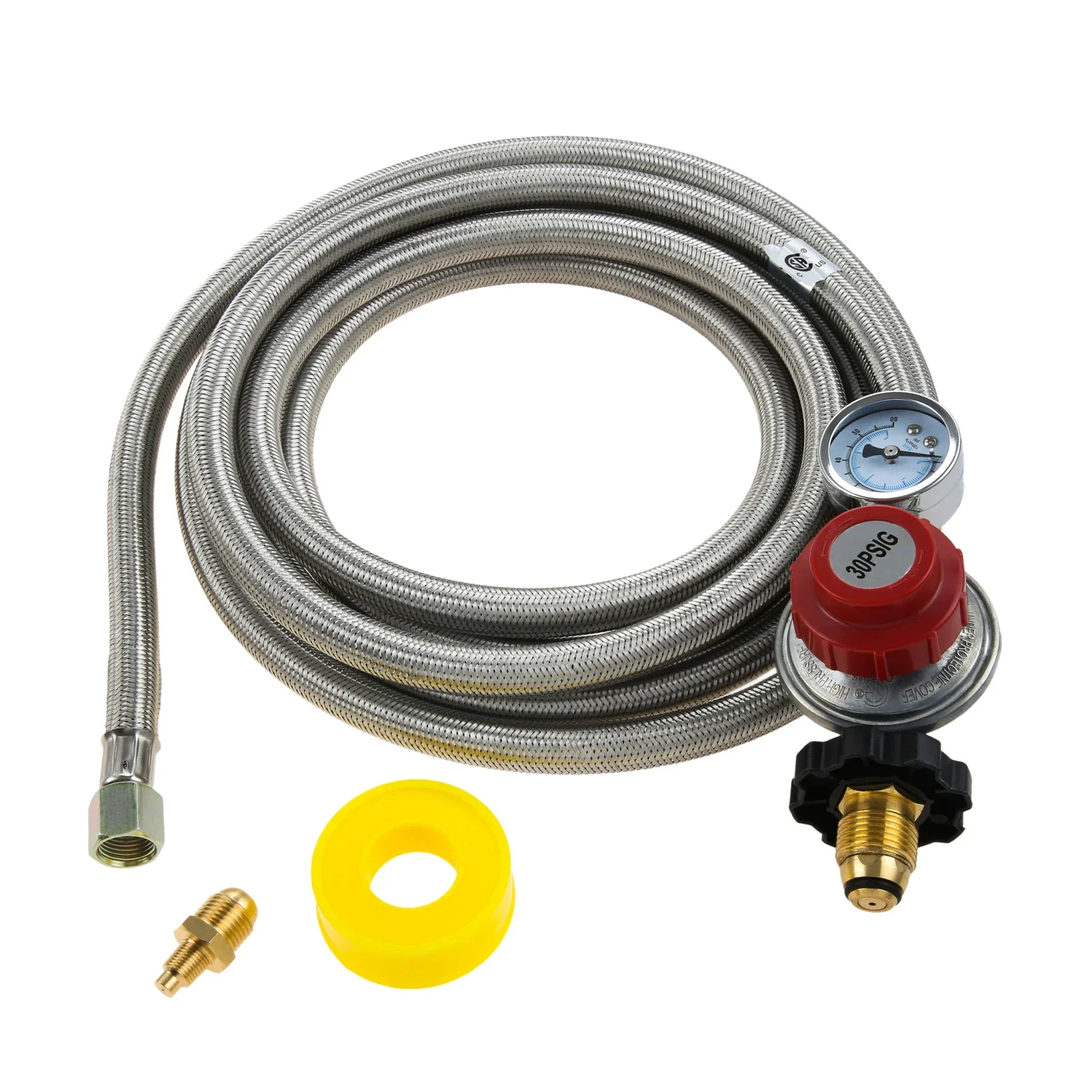 Regulador de propano ajustable de alta presión, 12 pies, 0-30 PSI, indicador de flujo de Gas de 0 ~ 60PSI, 3/8 ", ajuste de llamarada hembra para barbacoa