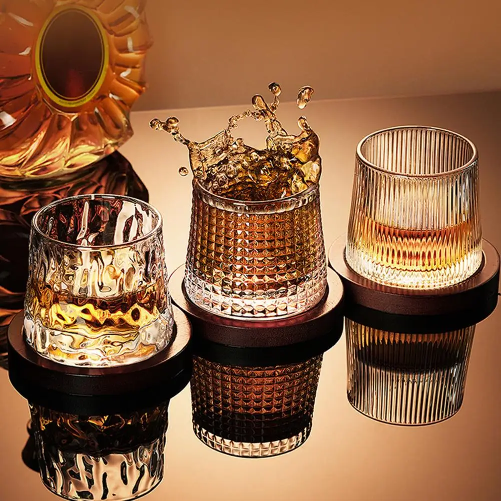 Vaso Giratorio de Cristal de Alta Calidad de 200 ml, Vaso Giratorio Divertido para Desestresarse con Base de Cristal 360 ° Vaso giratorio para whisky