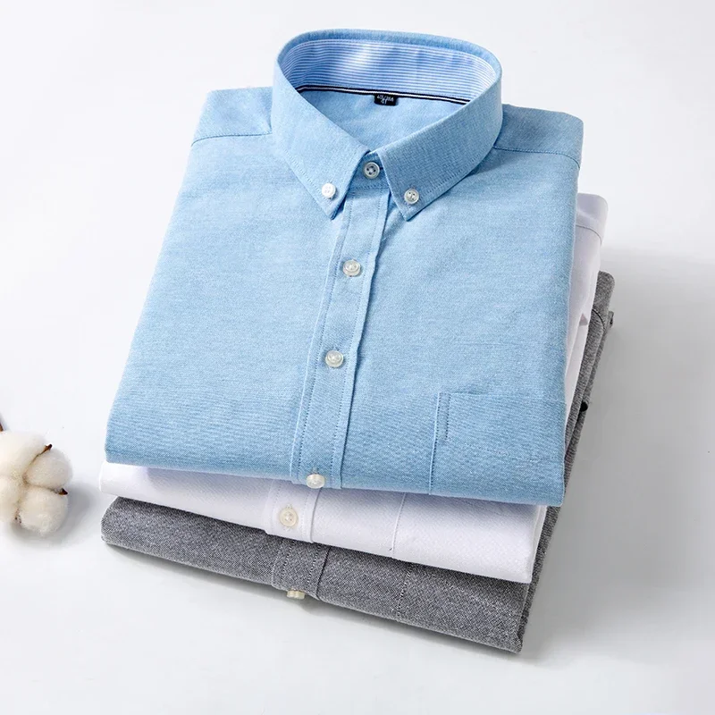 

New Casual Shirt Men Slim Fit 60% Cotton Oxford Plaid Men Top Shirts Blouse Regular Long Sleeve Men's Smart Business Dress Shirt