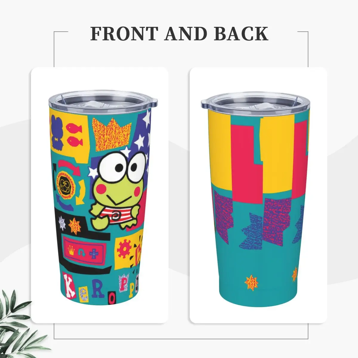 Cartoon Keroppi Frog Tumbler Vacuum Insulated Coffee Cups Stainless Steel Travel Outdoor Mugs 20oz