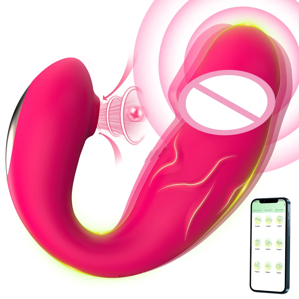 2 IN 1 Dildo Vibrator For Women Nipple Sucker Clitoris Stimulator G Spot Massage APP Control 9 Vibrating Modes Adults Sex Toys