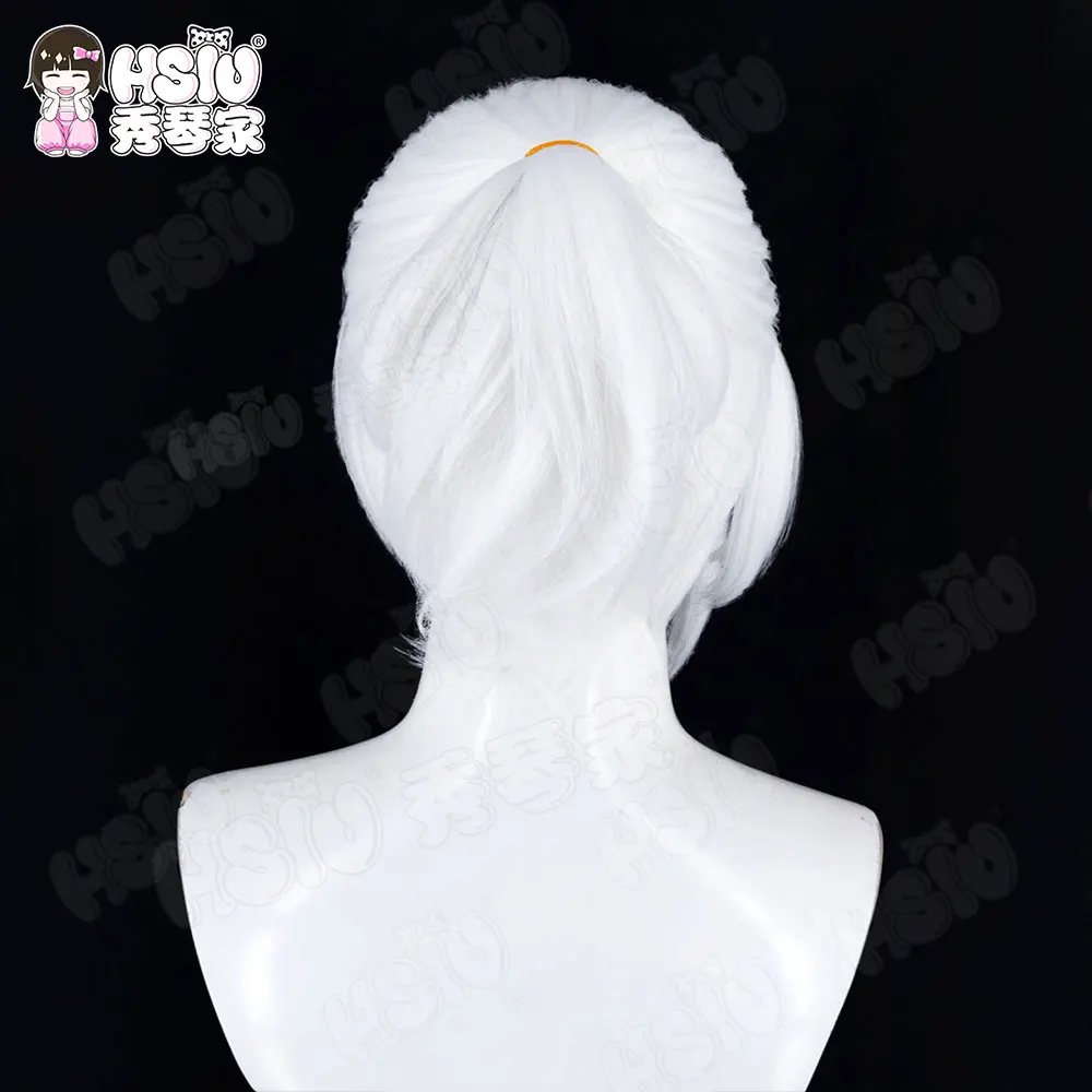 Jett Cosplay Wig HSIU 40cm White Short Hair Heat Resistant Synthetic Wig + Wig Cap Game VALORANT Jett Cosplay view 5
