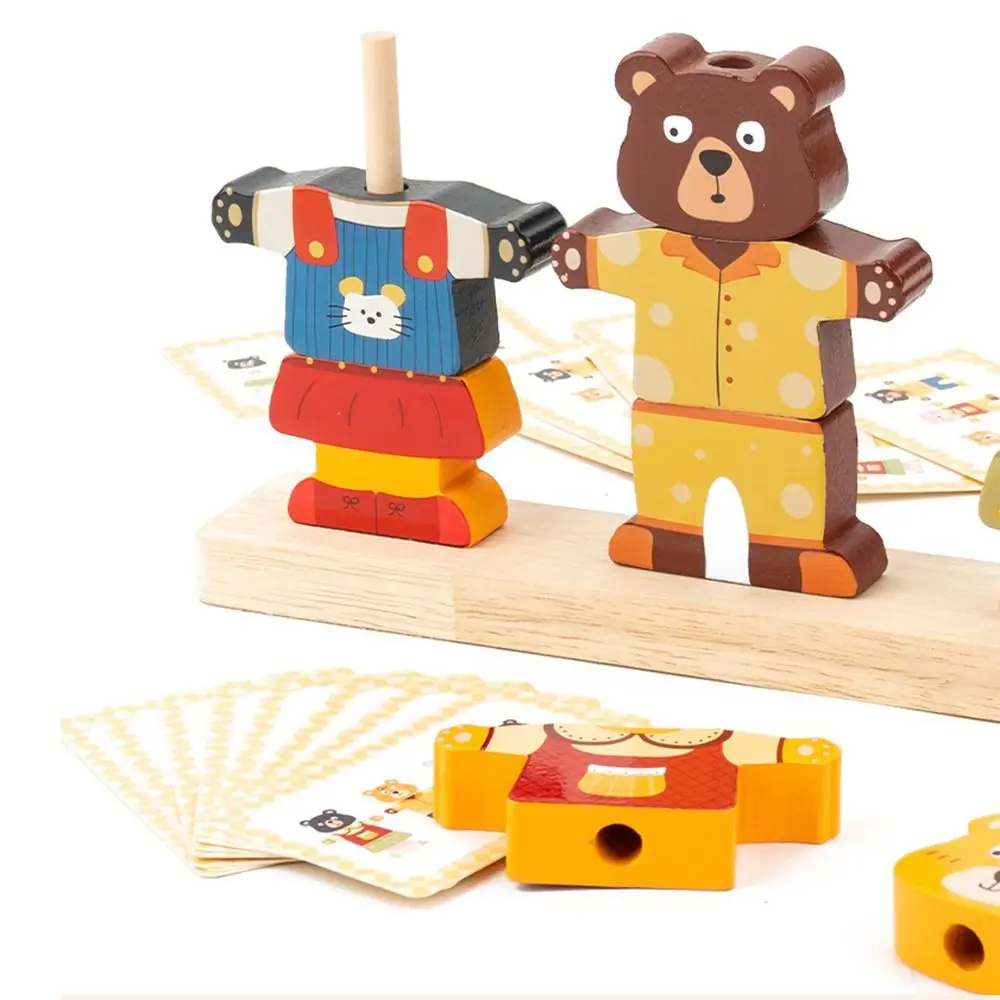 Creative Children's Color Sorting Colorful Bear Shaped Montessori Educational Dress Up Block Shape Matching