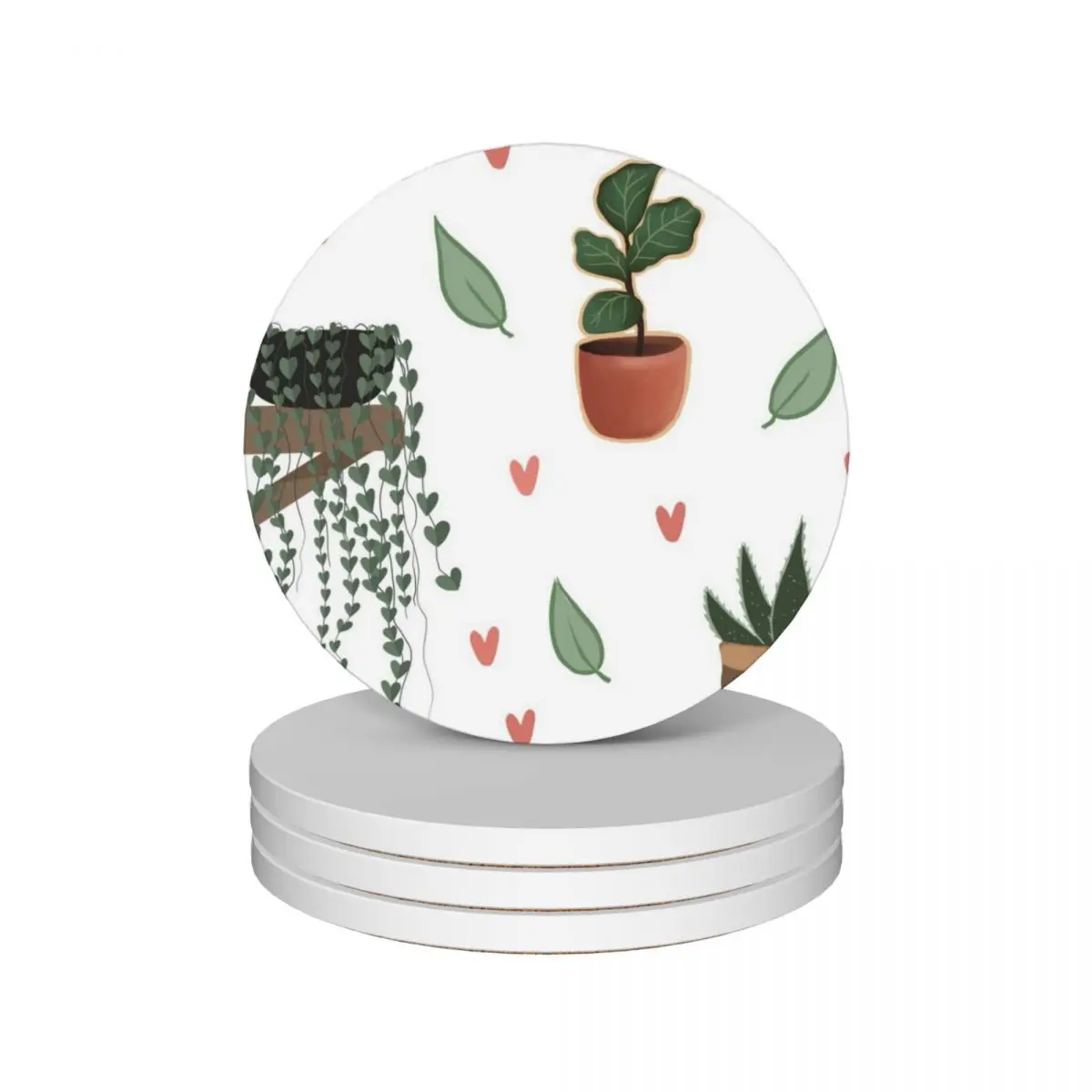 

Indoor Plants Ceramic Coasters (Set of 4) tea cup holder white Coasters