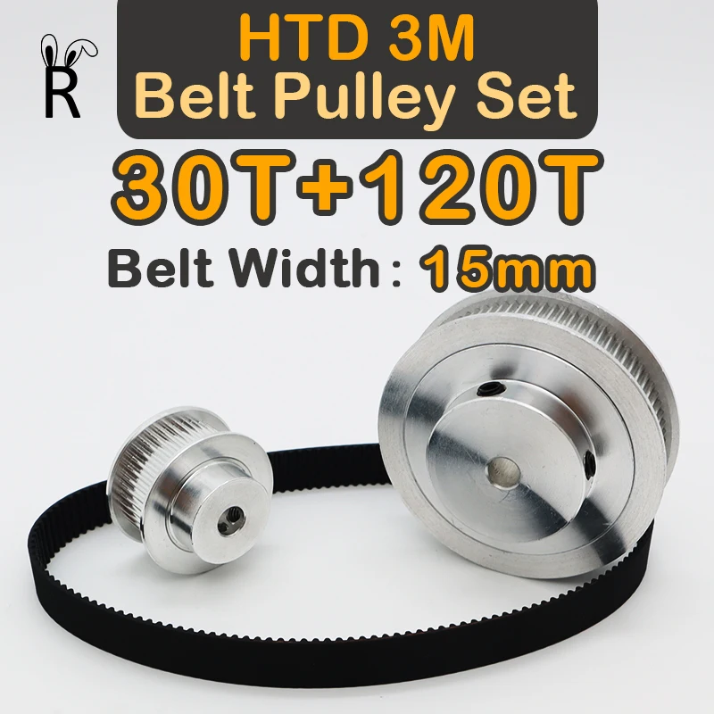 

30Teeth+120Teeth HTD 3M Belt Pulley Set Belt Width 15mm 3M 30T 120T Timing Pulley 30Teeth HTD3M Synchronous Wheels Set 120Teeth