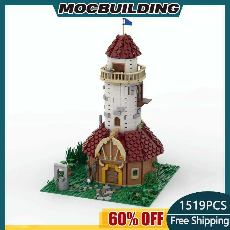 MOC Building Block Vikinged Watchout Sentry Tower Lighthouse Technology Bricks DIY Castle Assembled Model Toy Xmas Gifts 1519PCS