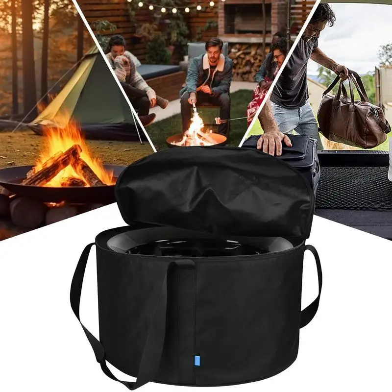 Firebowl Carry Bag Firebowl Storage Case Portable For 19-Inch Diameter Two-Way Separation Zipper Camping Accessories Fire Bowl