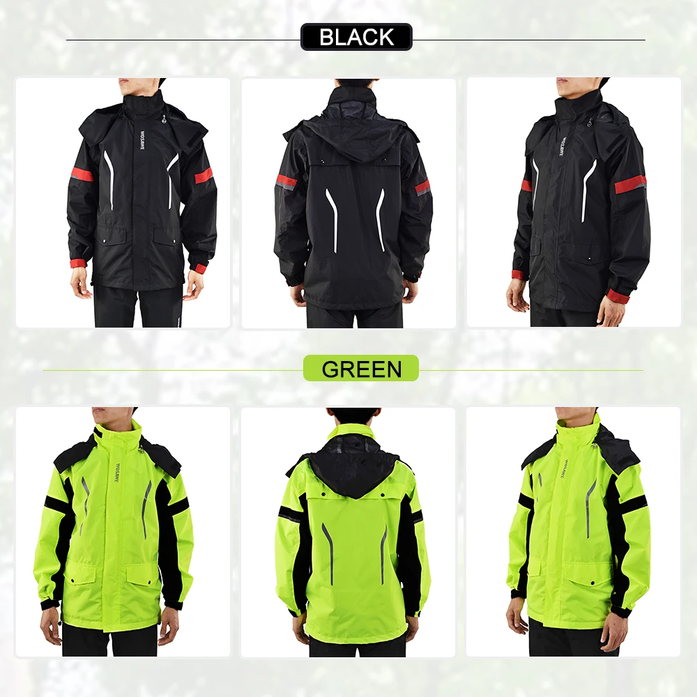 WOSAWE Motorcycle Raincoat Reflective Men's Raincoat Waterproof Motocross Suit Motorcycle Rain Jacket Split Rain Cloth