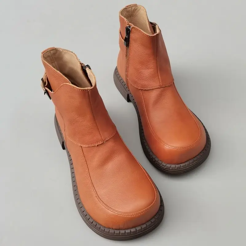 Męskie botki motocyklowe z naturalnej skóry, sztyblety derby z szerokim noskiem, skóra bydlęca, szerokie stopy, wysokie buty męskie, wiosna-jesień