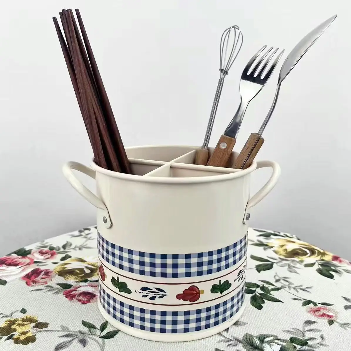 Drainage Chopstick Cylinder Vintage Kitchen Chopsticks Knife Fork Spoon Divider Storage Bucket