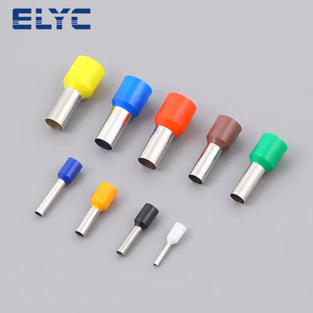 1000Pcs Orichalcum Wire Connector Ferrule 22-10AWG 0.5-6mm Insulated Cord End Terminal Crimp E0510 E7510 E1010 E1510 E2510 E6010