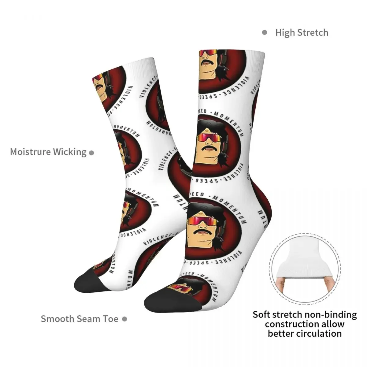 Dr Disrespect Socks Harajuku Super Soft Stockings All Season Long Socks Accessories for Man's Woman's Gifts