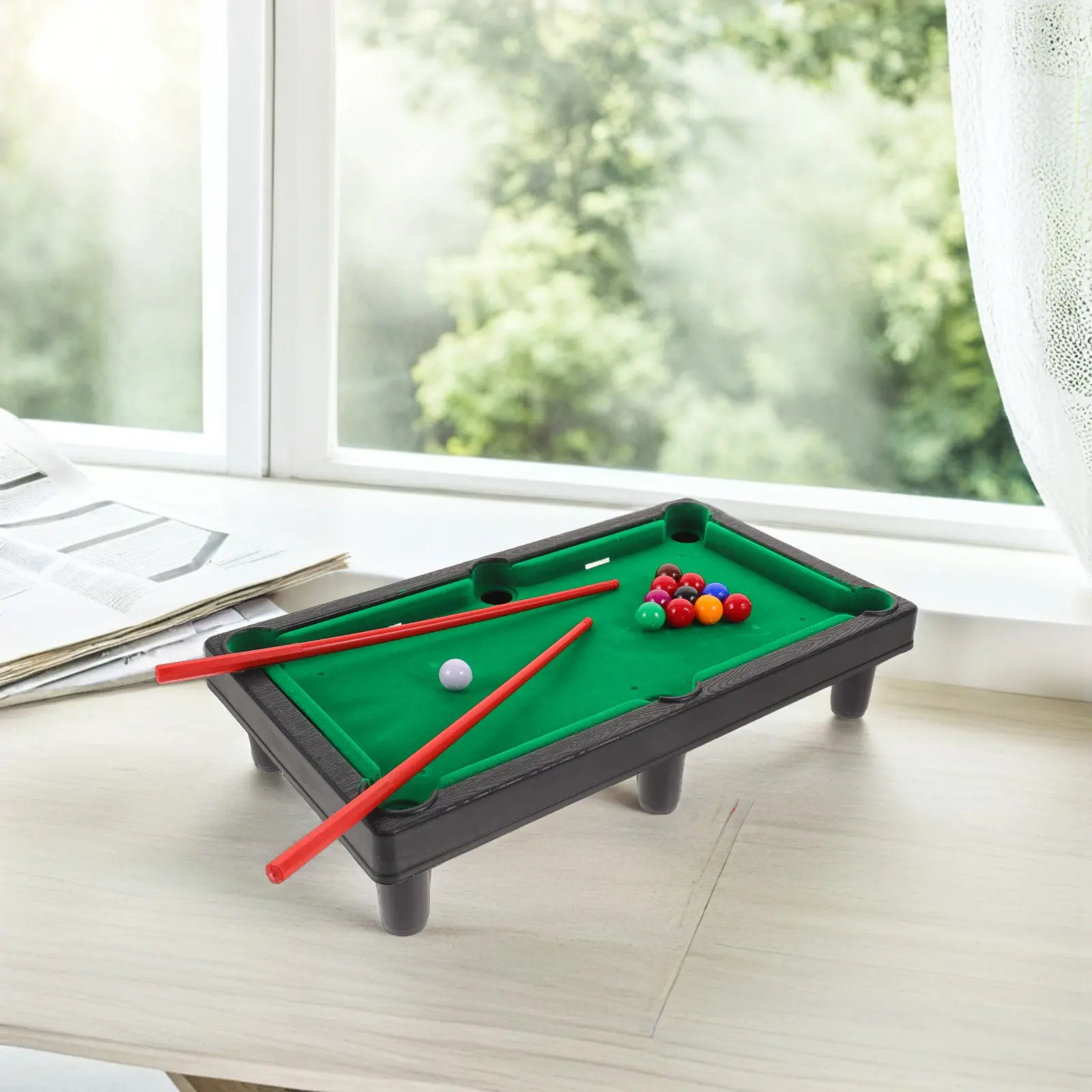 

1Set Miniature Billiard Tabletop Game Durable Safe Premium Material for All Ages Mini Billiard Mini Pool Table