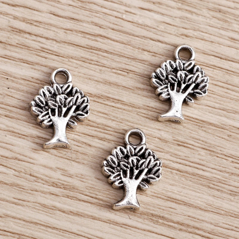 Tusember 50 Stück Legierung Niedliche Metall-Baum-Anhänger für Halsketten, Ohrringe, Armbänder, Modischer Handgefertigter Schmuck zum Selbermachen – Detail 6