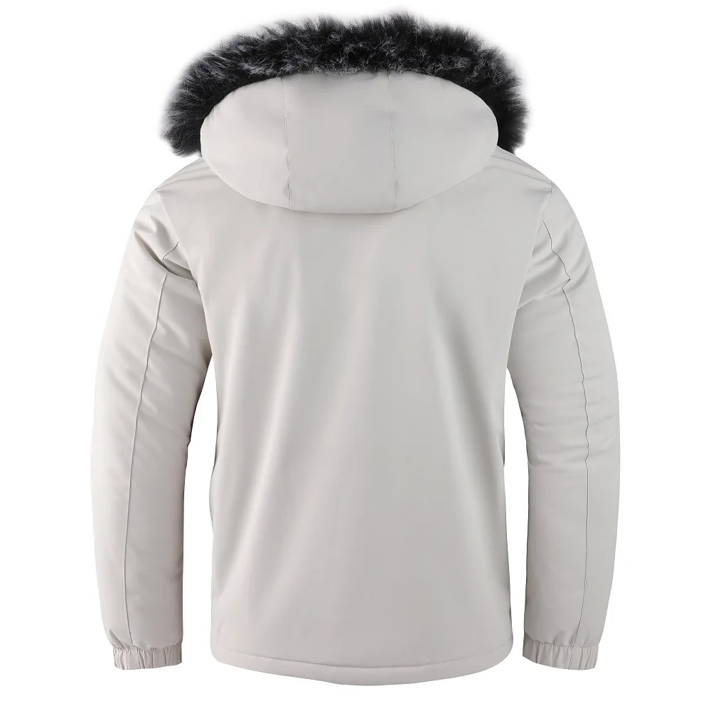 Winter New Men's Large Fleece Collar, Plush Thickened Cotton High End Coat, Father And Dad