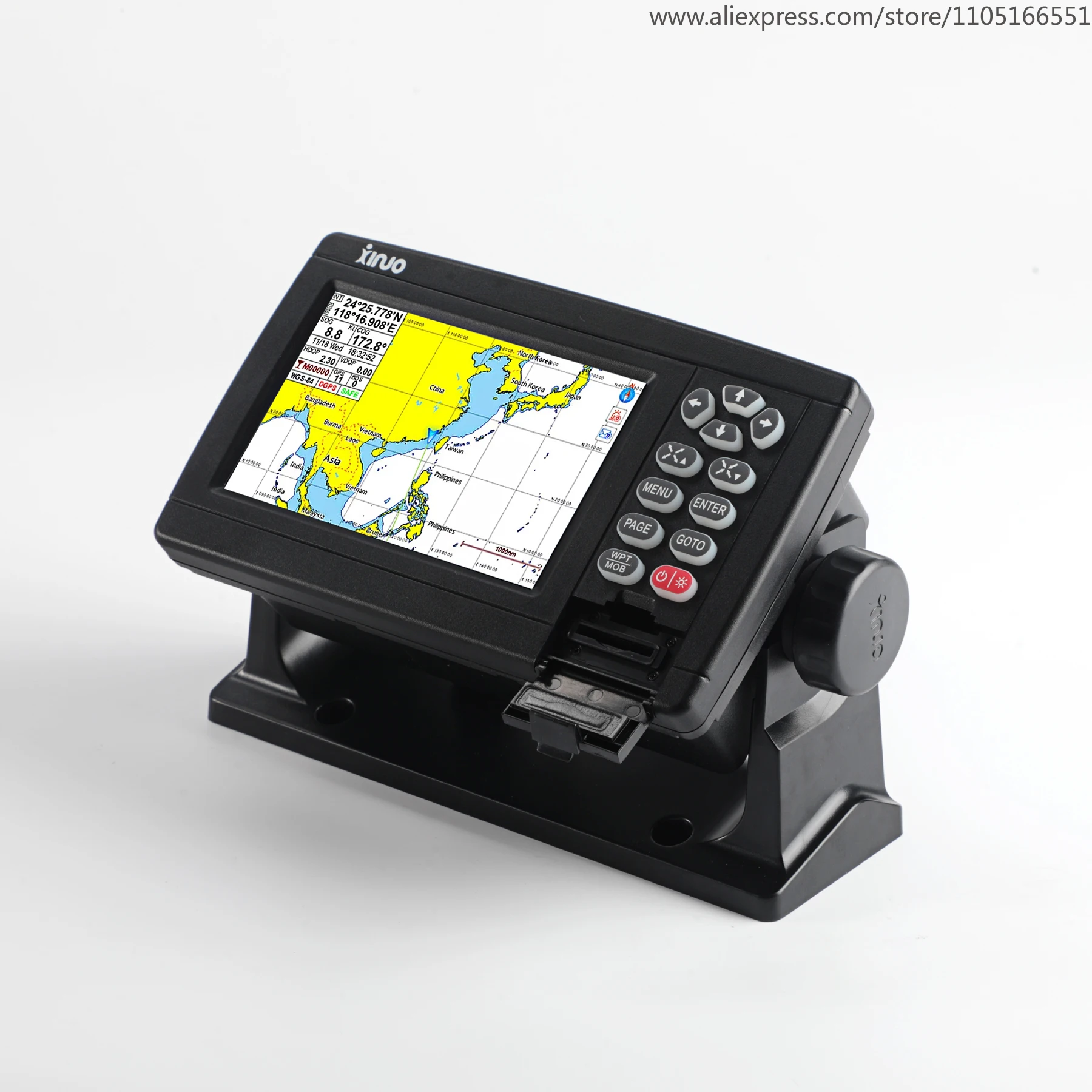 XF-520 5-inch' Marine GPS Navigator Color LCD Display Positioning Boat Chart Plotter GPS Navigation with Xinuo-map