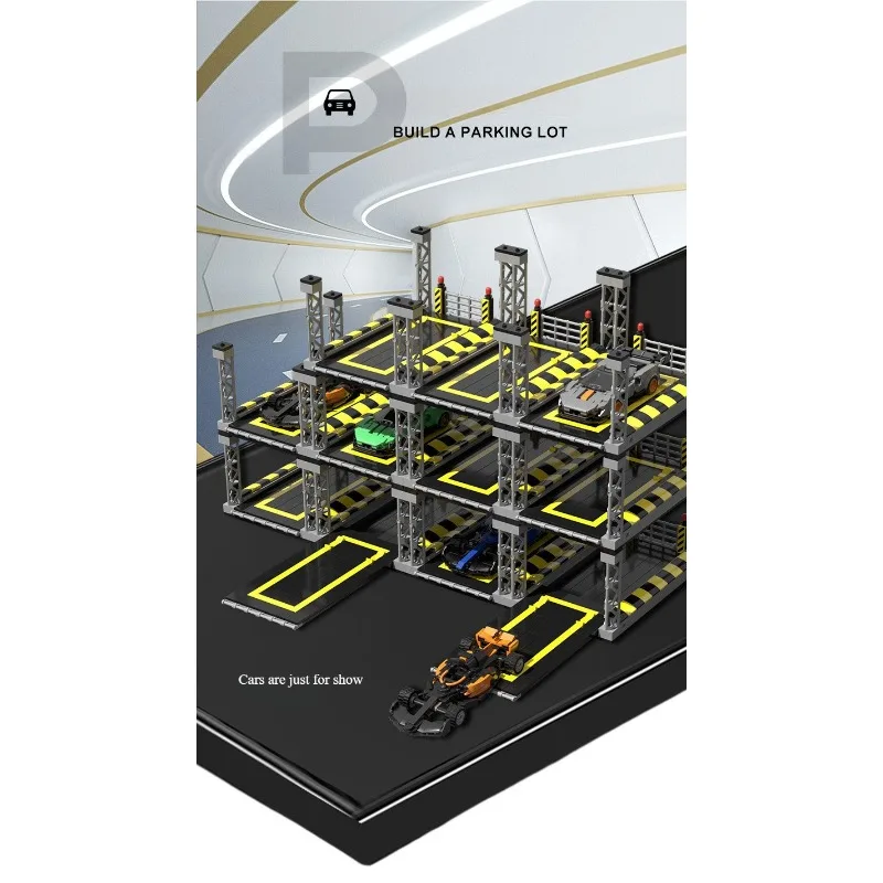 Nuovo traffico cittadino del ragazzo Combinazione multilivello Parcheggio Edificio Modello MOC Recinzione Scena di skateboard Set di giocattoli Regalo di festa