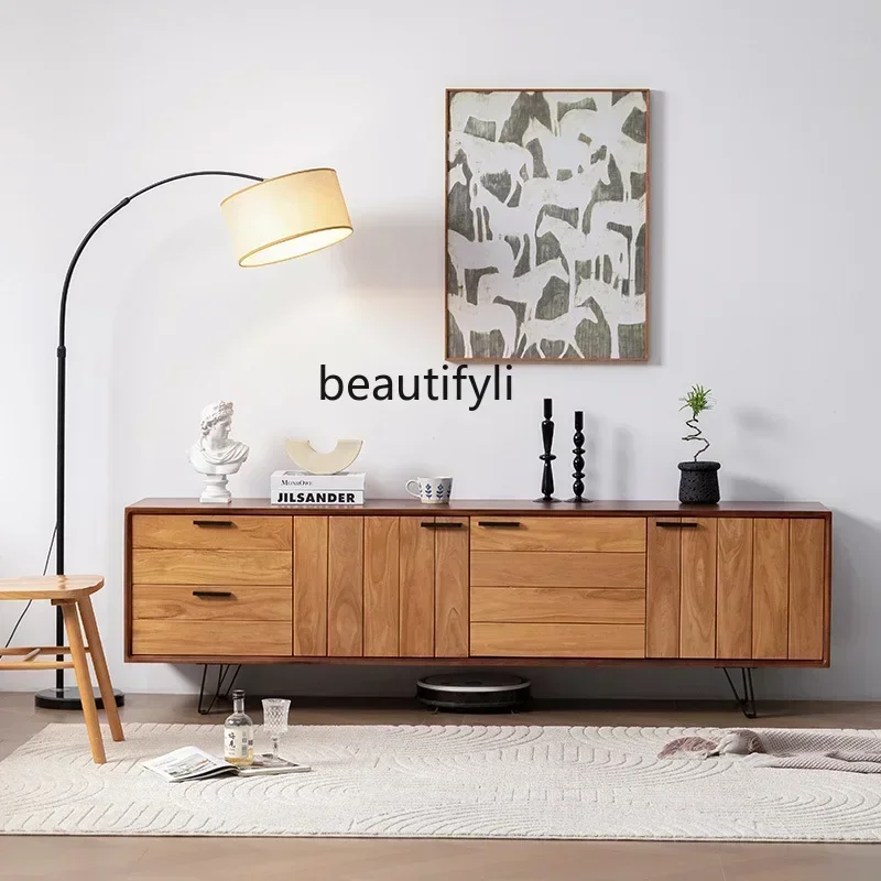 SS نمط جديد خشب متين غرفة المعيشة تخزين الصوت والبصرية خزانة قديمة عالية الشمال وابي ساندي الرياح تلفزيون خزانة جانبية ss 7486