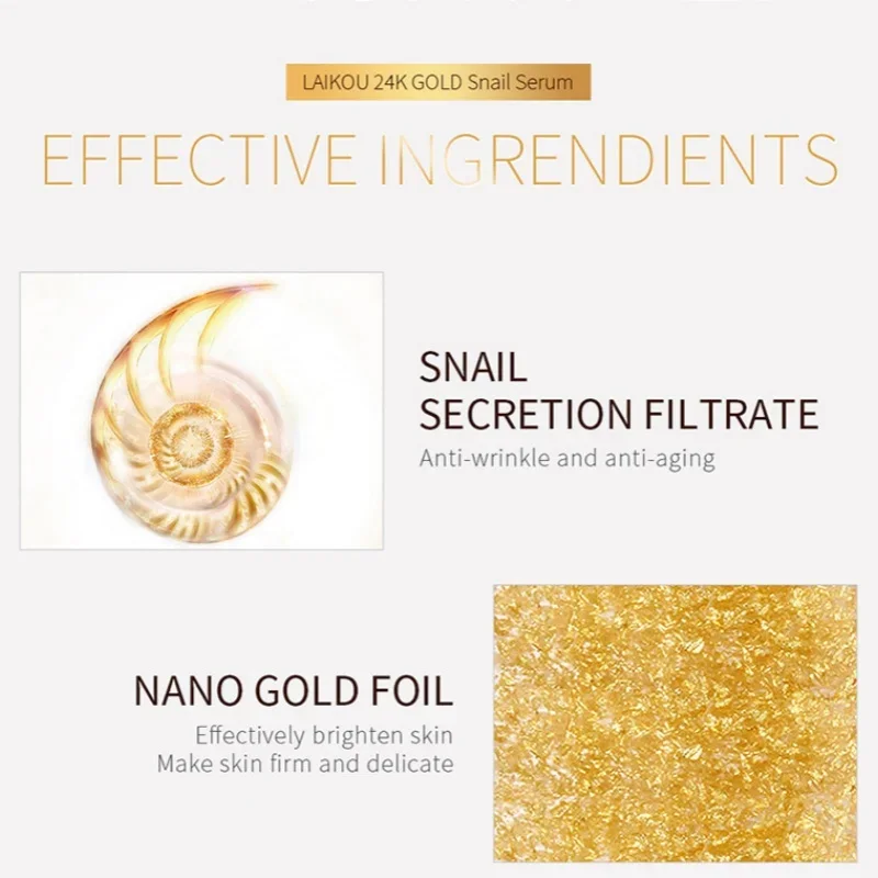 24k Gold Snail Facial Serum 100ml Brightening Firming Moisturizing Nourishing Skin Care Essence