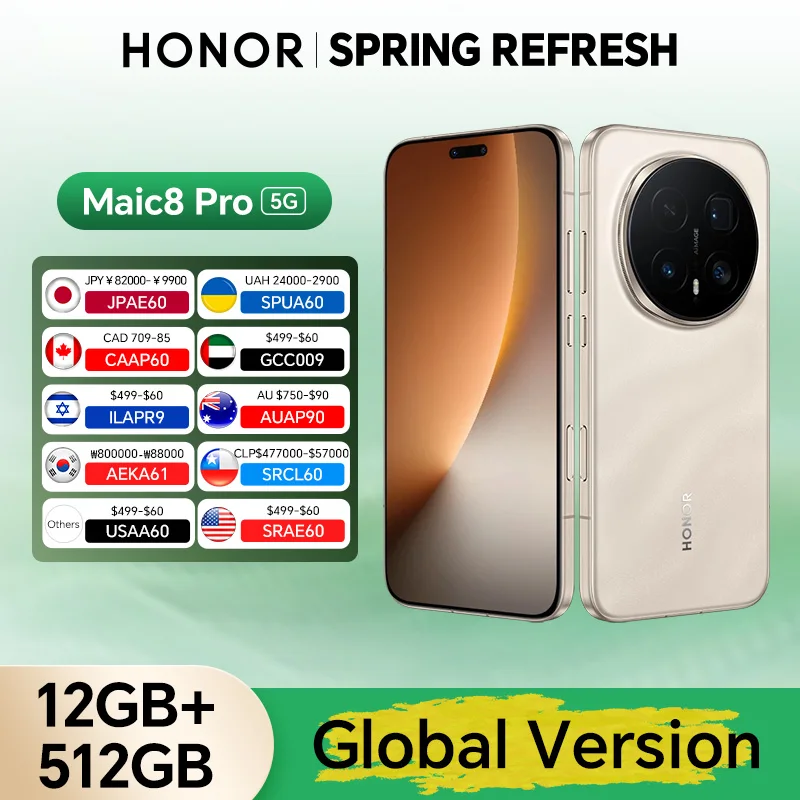 Global Version HONOR Magic8 Pro 5G 12GB+512GB 6.71'' 120Hz OLED Display 200MP Cameras 7100mAh 100W SuperCharge