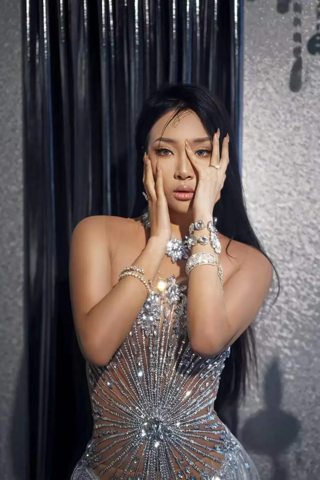 Siatkowe frędzle świecące kobiety dżetów cekiny frędzle seksowna sukienka urodziny świętuj imprezę królowa