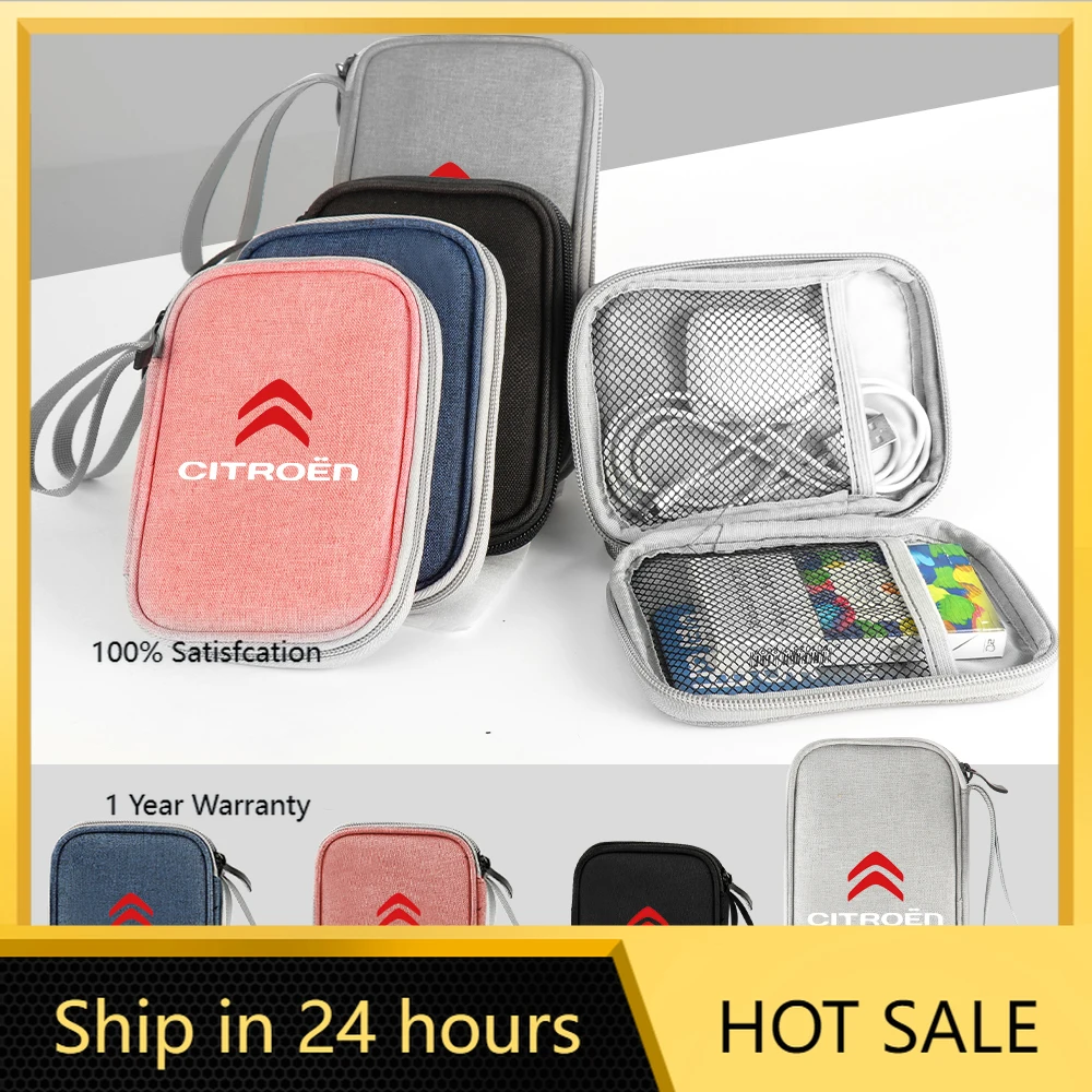 

2026 Hot Car Sticker Portable Car Travel Storage Bag For Car Keys Drivers License Gadget Card Bag For Citroen DS VTS C-ELYSEE C3
