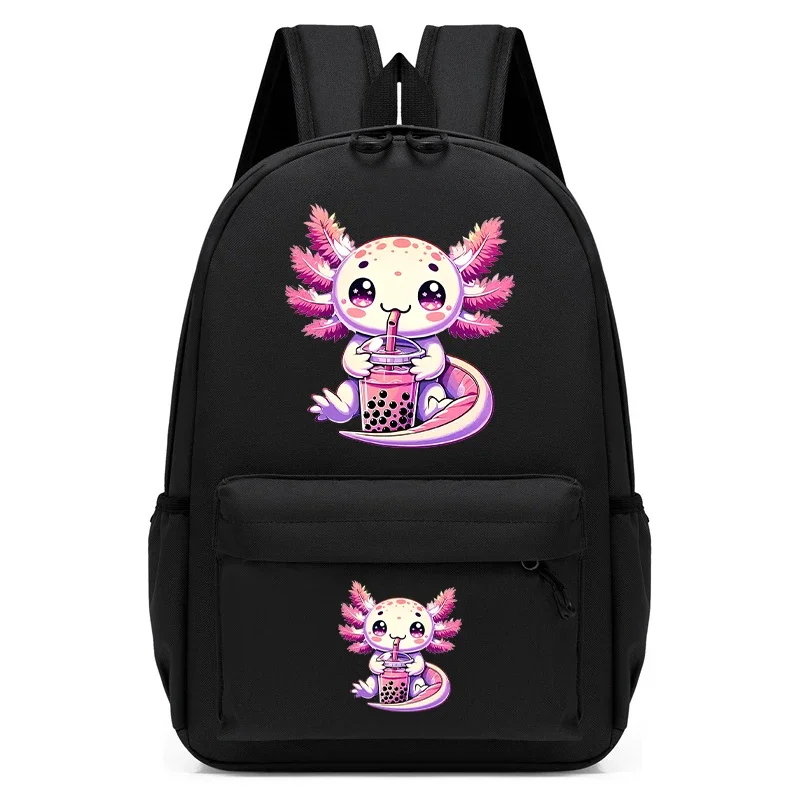 Kindergarten Student Backpack Back Pack Mochila Boba Axolotl Bubble Tea Anime Waterproof School Kids School Bag Backpack