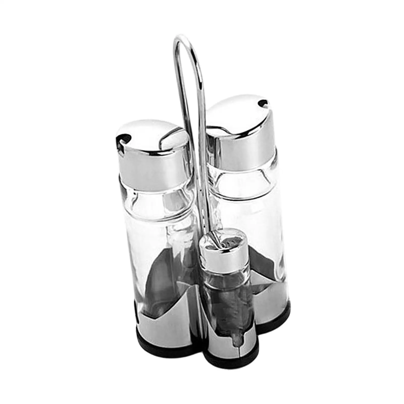 Oil and Vinegar Set Cruet Holder Multifunction Portable Condiment Canisters Pots Clear Vinegar Cruet Set Salad Dressing Bottles