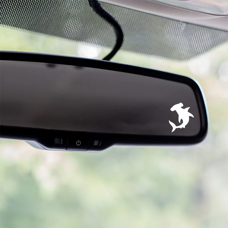 4 Pcs Set Hammerhead Shark Outline Sticker, Waterproof Vinyl Decals for Car Rearview Mirror and Window