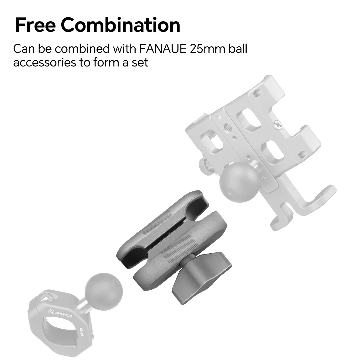 FANAUE Kugelkopf-Verbindungsstange aus Aluminiumlegierung, Länge 6 cm, unterstützt 25-mm-Kugelkopf, Upgrade für mehr Dicke und Stabilität – Detail 4