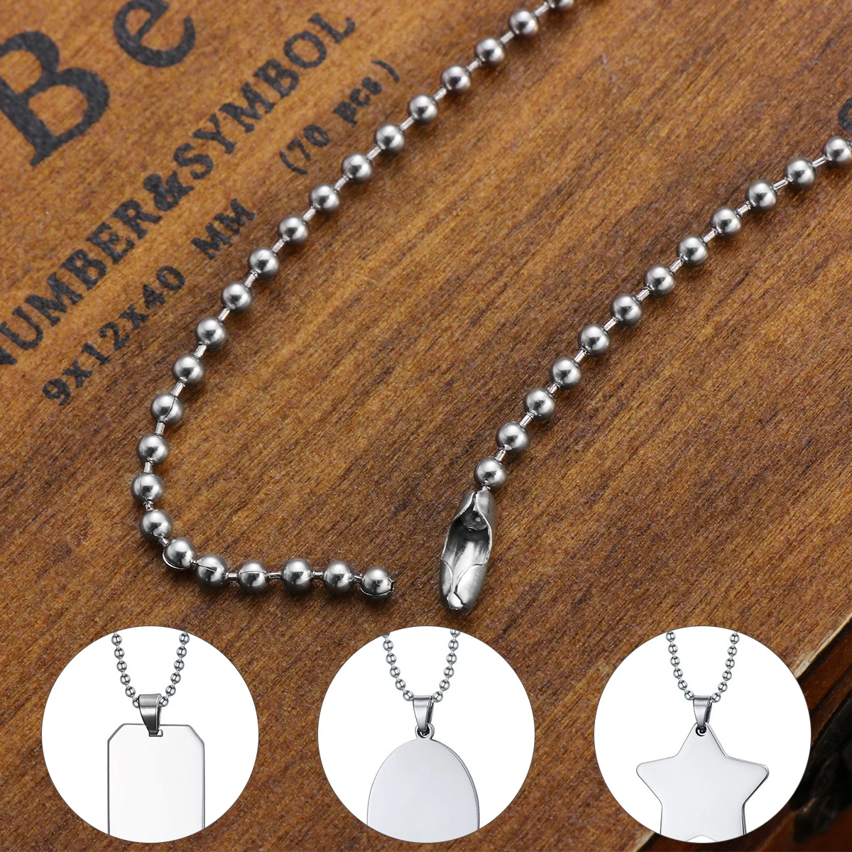 Collana con perline a catena a sfera in acciaio inossidabile con 10 connettori Lunghezza regolabile per uomo Accessori fai da te Artigianato con catena di perline