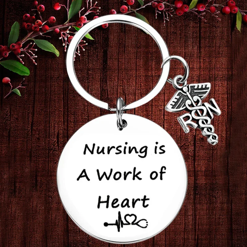 

Charm Nursing is A Work of Heart Keychain Pendant nurse appreciation Gifts Key Chains nurse birthday Christmas gift