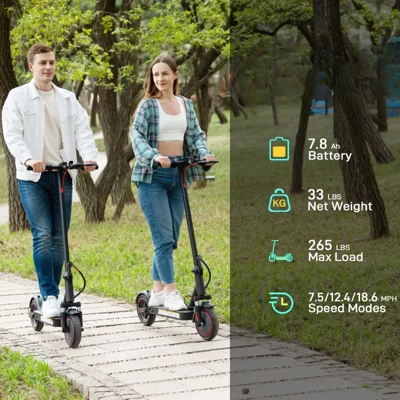 Electric Scooter 19 MPH Lightweight E-Scooter with Dual Shock Absorption  Electric Scooters Adults