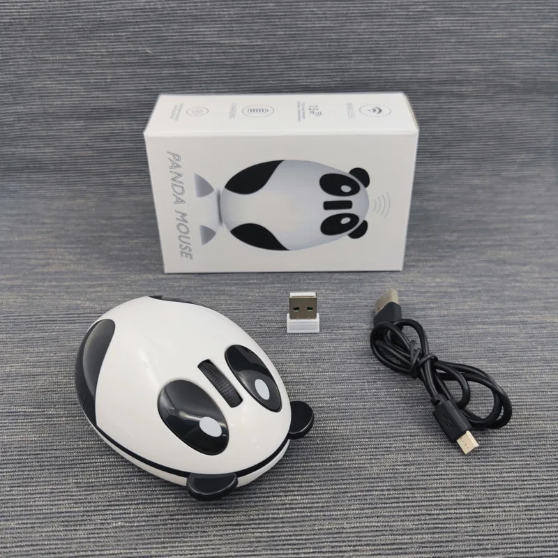 Cute Panda Cartoon 2.4g Raton inalambrico Wireless Charging Mute Mouse Gifts for Girls