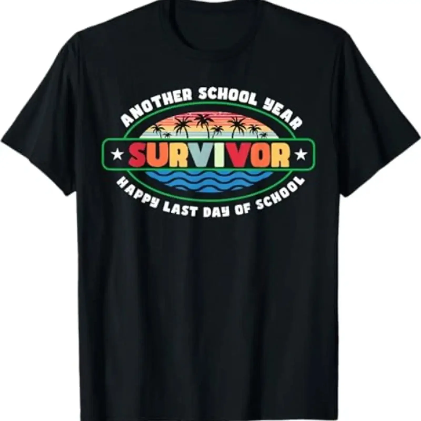 Camiseta Another School Year Survivor The Longest Ever vintage lavada, elegante e macia, para uso diário, moda masculina