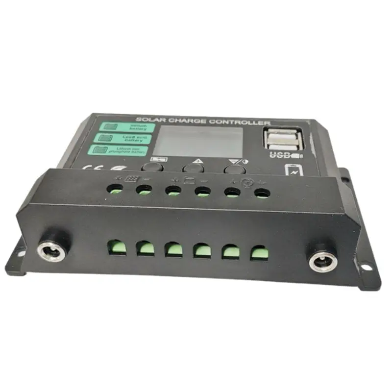 AA08-USB Charging Solar Controller Hole 12V/24V 30A LCD Display With DC Input Photovoltaic System Control Unit