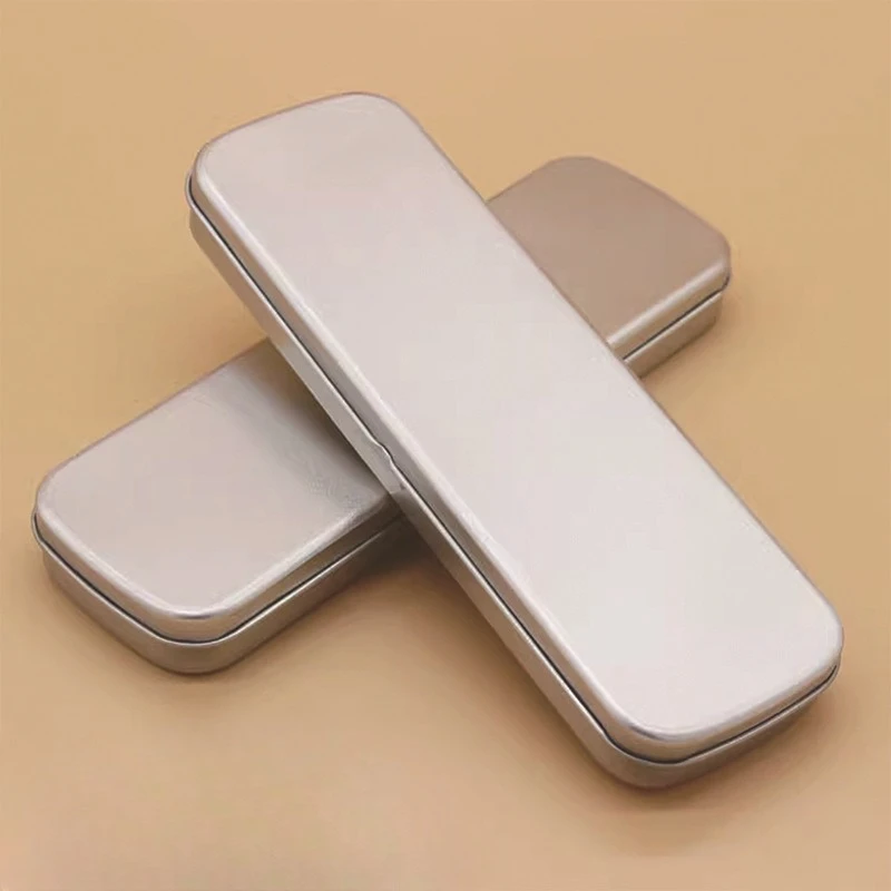1Pcs Tinplate Metal Pencil Case Single Layer Stationery Box Custom Logo Printed Pen Box Gift Storage Boxs for School Office