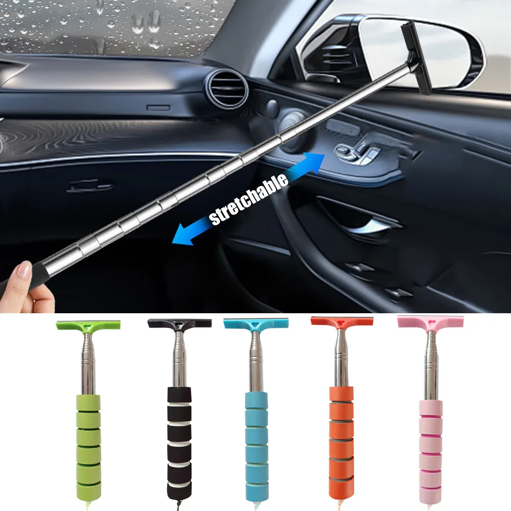 قابل للسحب سيارة مرآة الرؤية الخلفية ممسحة الفولاذ المقاوم للصدأ تلسكوبي الطبقات فرشاة رئيس نافذة غسل تنظيف فرشاة ممسحة يدوية #1
