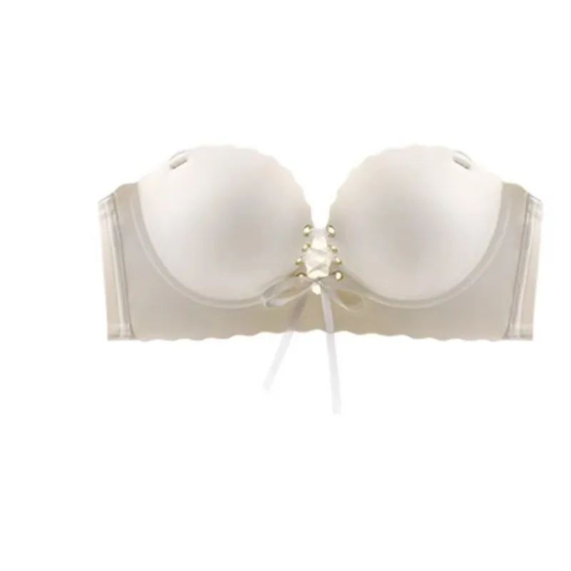 Sujetador Extra Grueso de 8cm Sin Broches para Busto Pequeño, Push Up Antideslizante, Cordón Negro Fijo, Cómodo, Sin Costuras, Uso Diario, Tallas 32-38