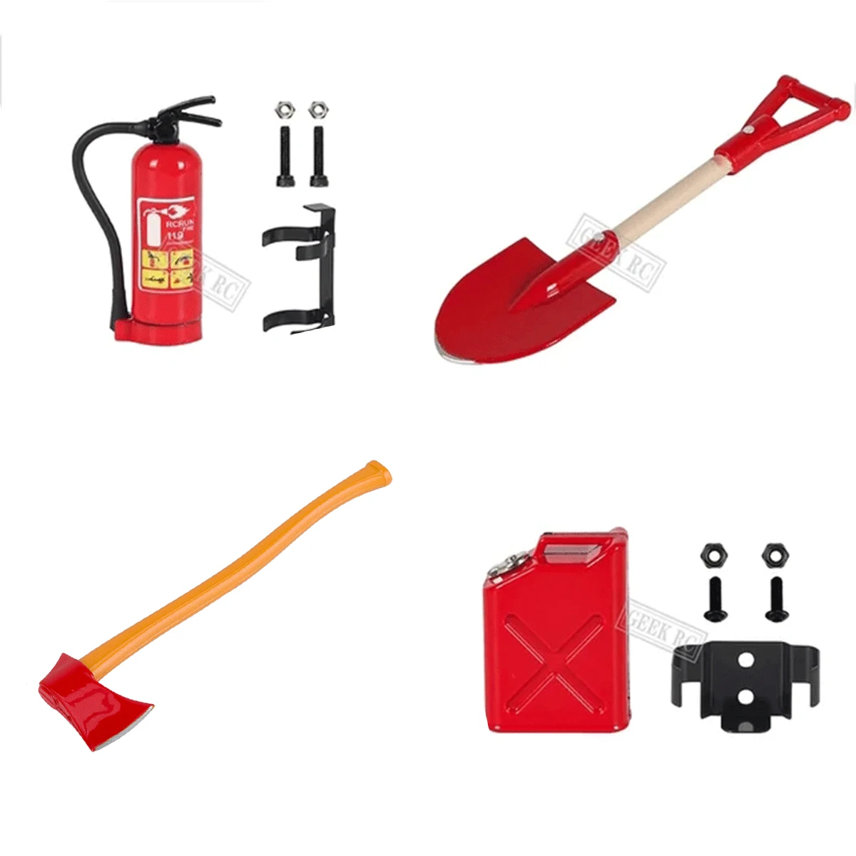 1/10 Scale Metal Shovel Axe Fuel Tank Fire Extinguisher Decoration Tool for RC Car TRX4 SCX10 VS4-10 Pro Phoenix WPL C24 YK6101