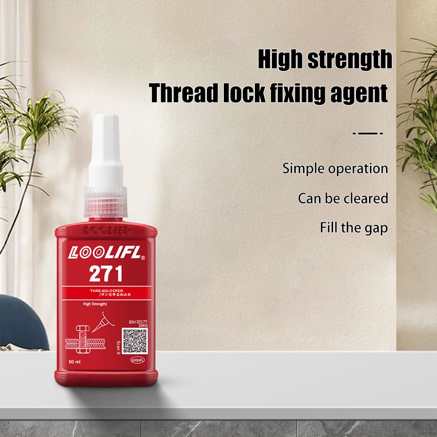 LOOLIFL 271 50 مللي لاصق لولبي لاصق لاهوائي مضاد للفضفاض ومضاد للانزلاق مانع التسرب Threadlocker مانع للتسرب مانع للانزلاق