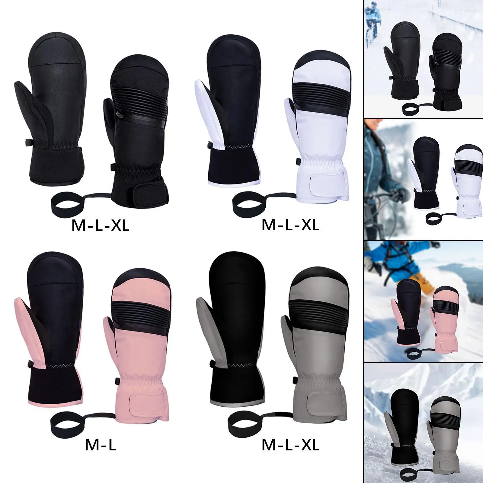 Gants de ski légers et imperméables pour adultes, mitaines de neige multifonctionnelles, 1 paire