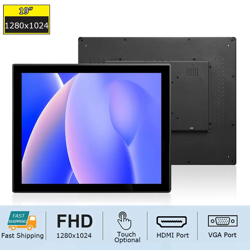 19 Inch with Capacitive PCAP Waterproof Industrial Display Monitor With VGA/HDMI/USB Interfaces TFT LCD 1280x1024 Resolution