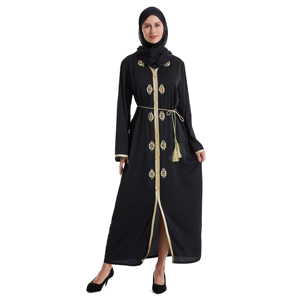 Moslim Abaya Vrouwen Jurk Abaya Luxe Strass Dubai Kalkoen Arabische Islamitische Jurk Kaftan Losse Casual Jurk Midden-Oosten Jurk